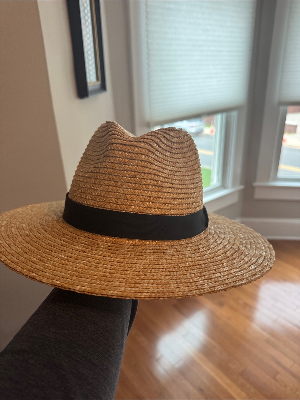 Straw Fedora Sun Hat with Black Band - Natural